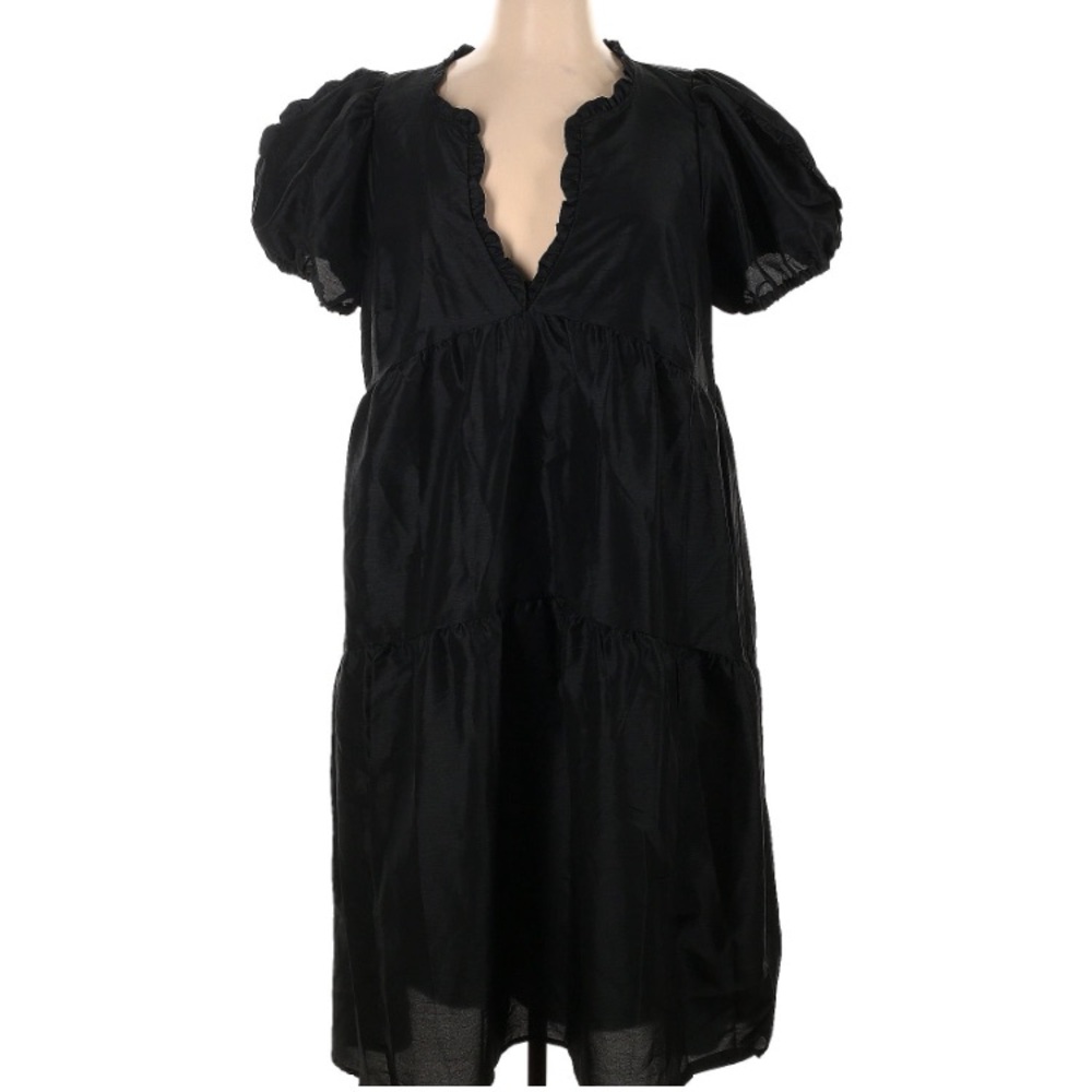 Elegant Black Puff Sleeve Dress, Kika Vargas 1x.